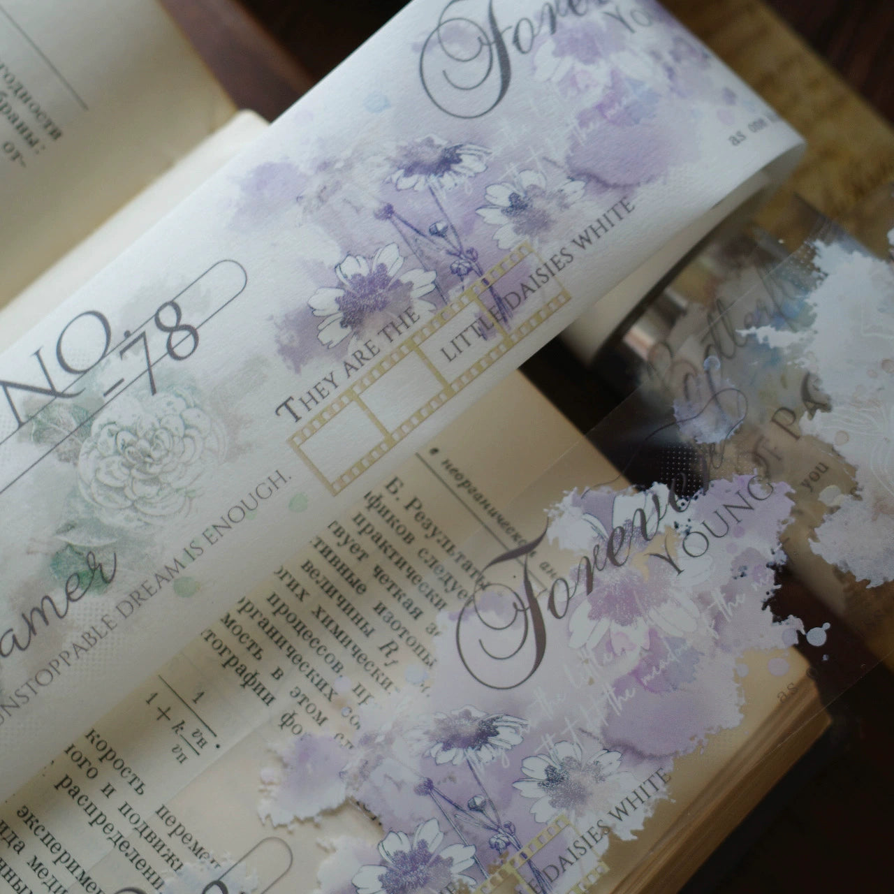 YiEr【Light Color】Orginal Design Washi/Pet Tape Light Retro Floral Stickers