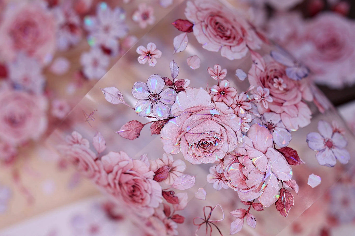 XiaoBaiJia【Clear Sky/Morning Mist】Light Retro Mint Green Flower Orginal Design Washi Pet Floral Tape Landscaping Stickers