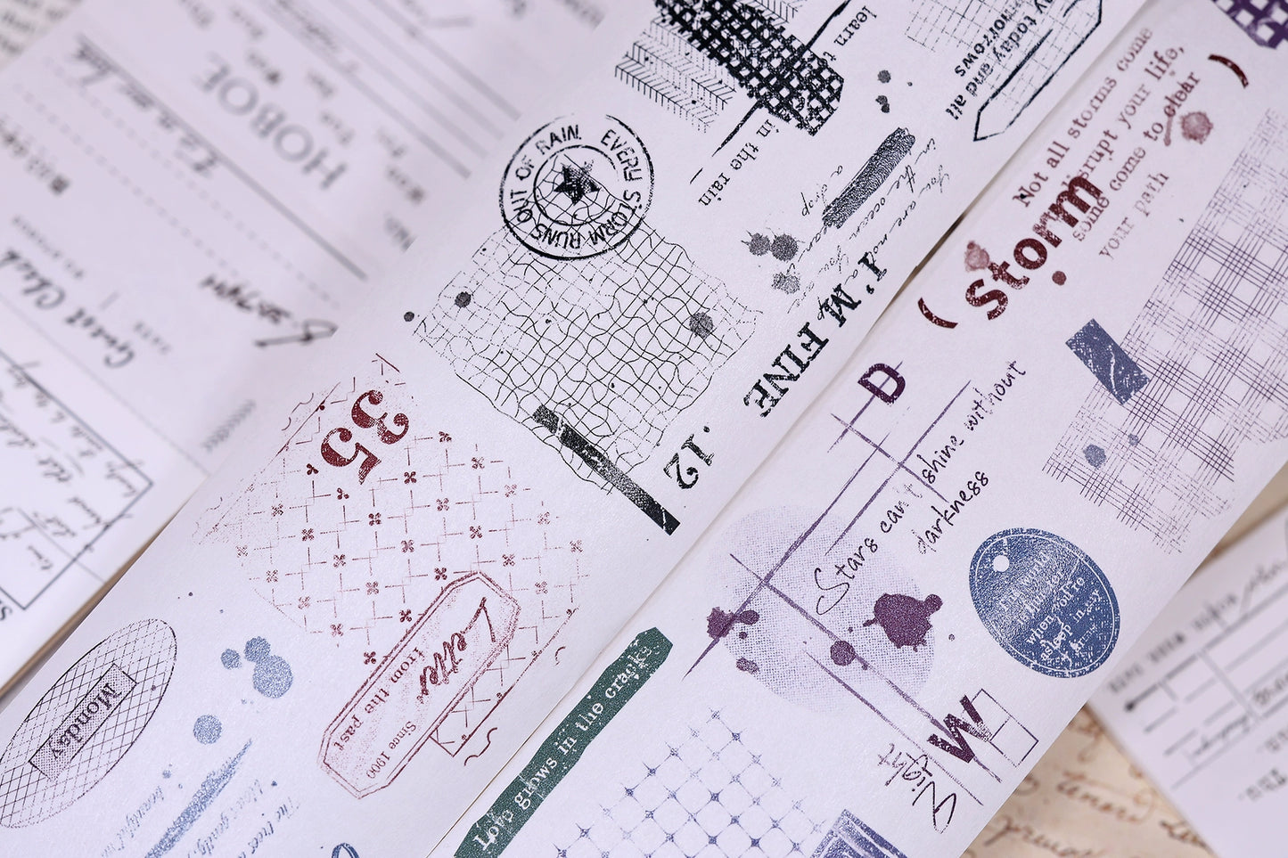XiaoBaiJia【Narrative of Time】Light Retro Grid Base English Text Washi Pet Tape Stickers