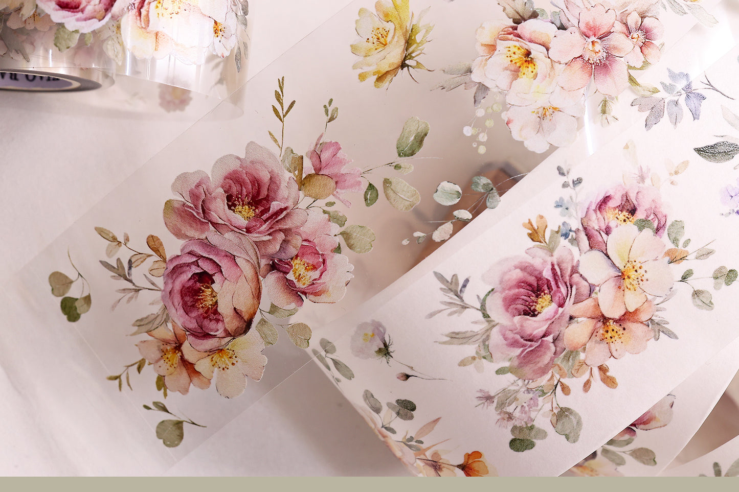 XiaoBaiJia 【Numerous Flowers】Orginal Design Washi/Pet Tape Light Retro Landscaping Stickers,for Scrapbook Supplies,Scrapbook Tape Stickers,Junk Journal Supplies