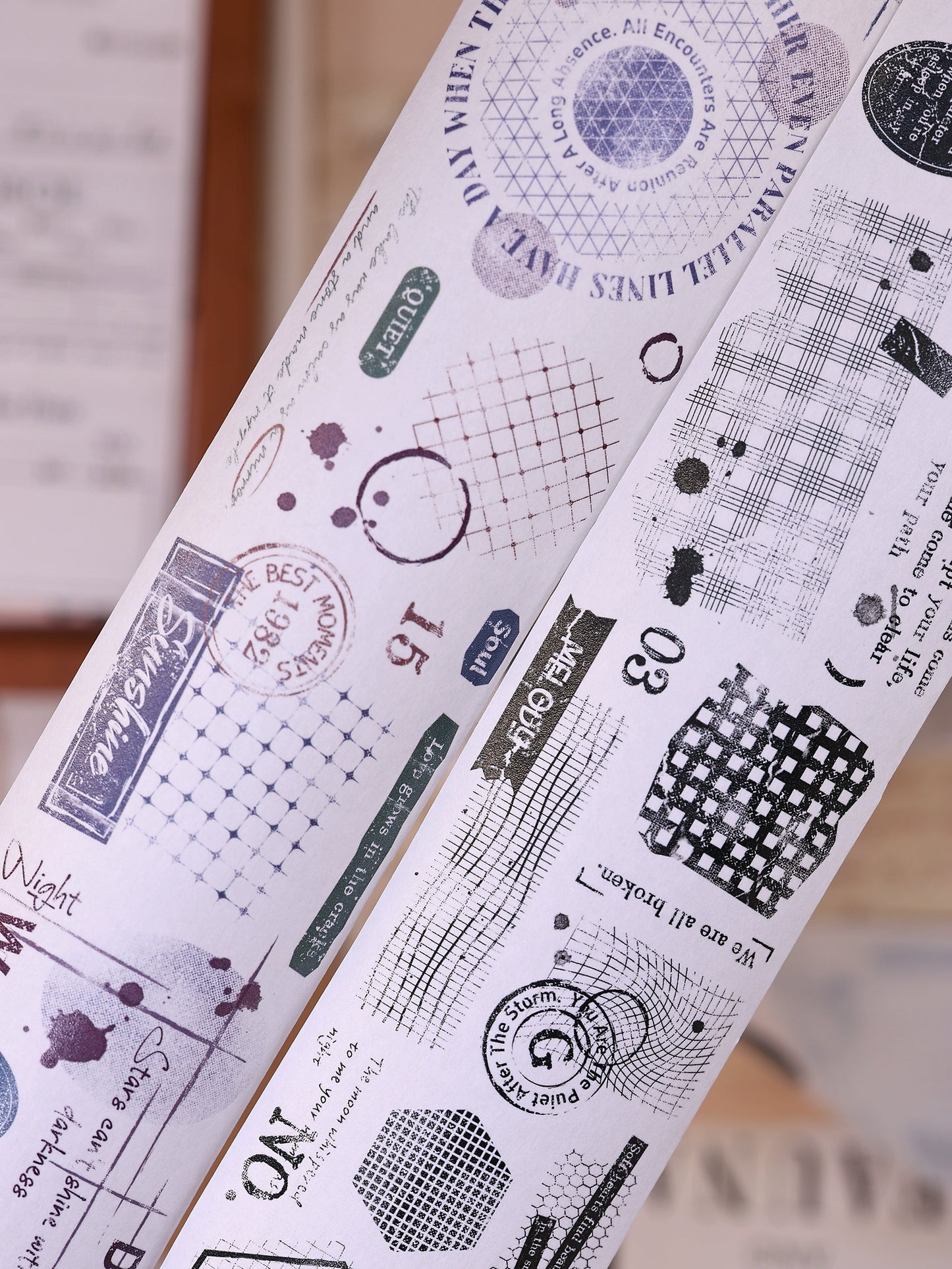 XiaoBaiJia【Narrative of Time】Light Retro Grid Base English Text Washi Pet Tape Stickers