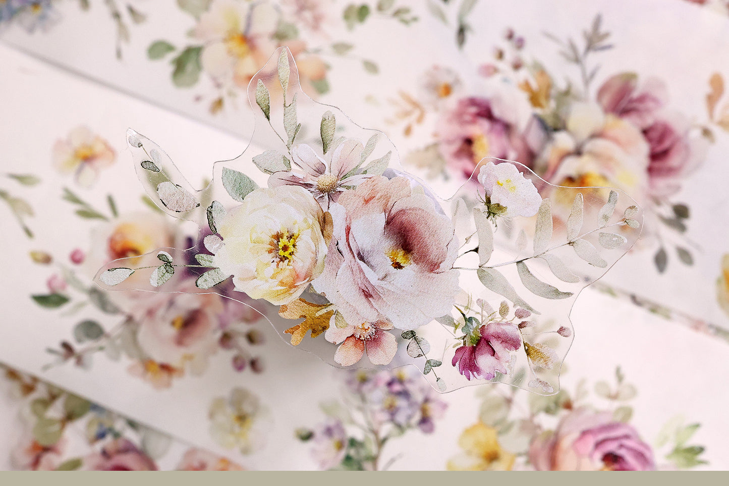 XiaoBaiJia 【Numerous Flowers】Orginal Design Washi/Pet Tape Light Retro Landscaping Stickers,for Scrapbook Supplies,Scrapbook Tape Stickers,Junk Journal Supplies