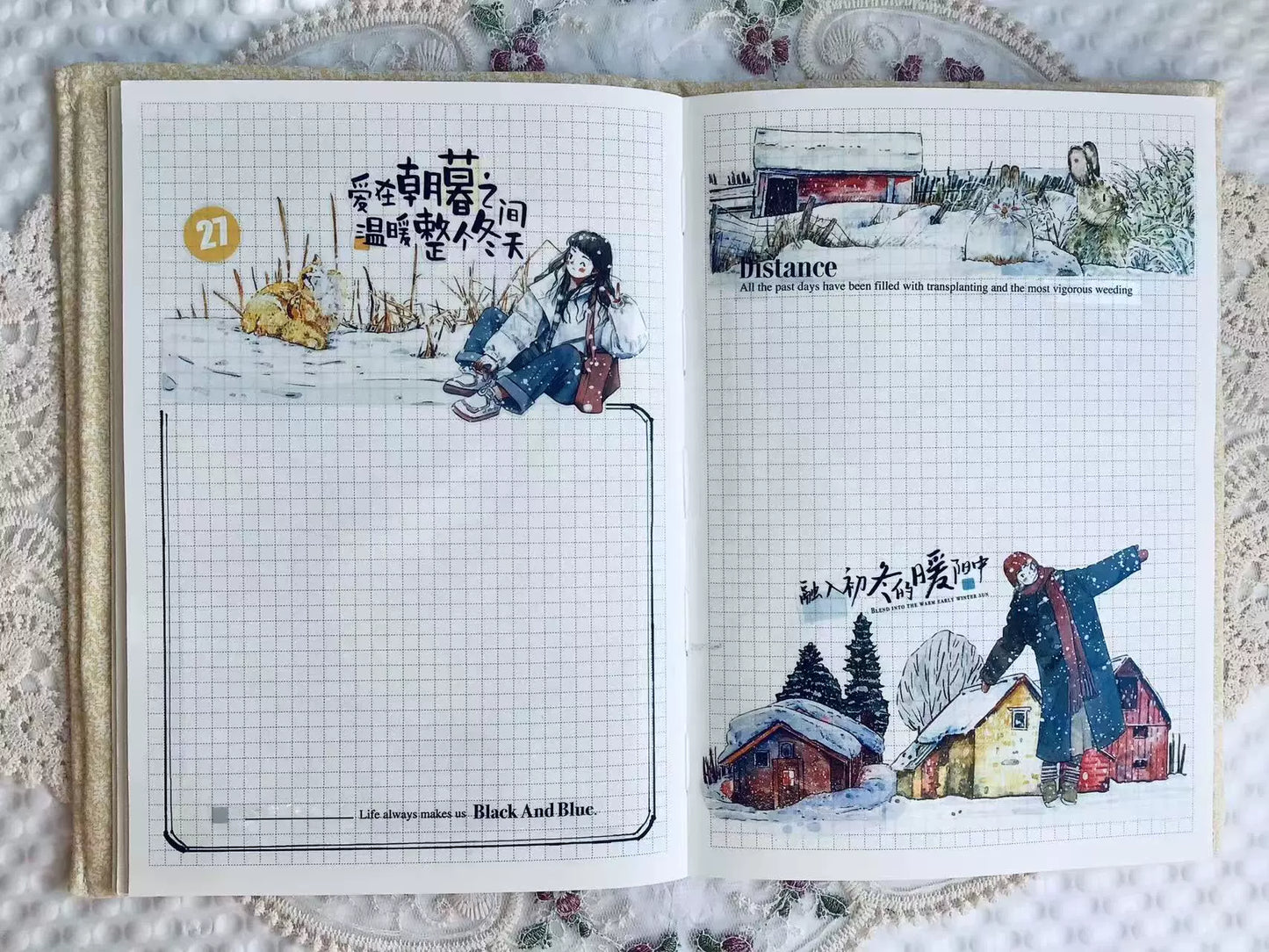 Kaixiaoxun Vol8 【It's Snowing】 Pre-Cut Washi/Matte PET Tape for Scrapbook Supplies,Junk Journal Supplies