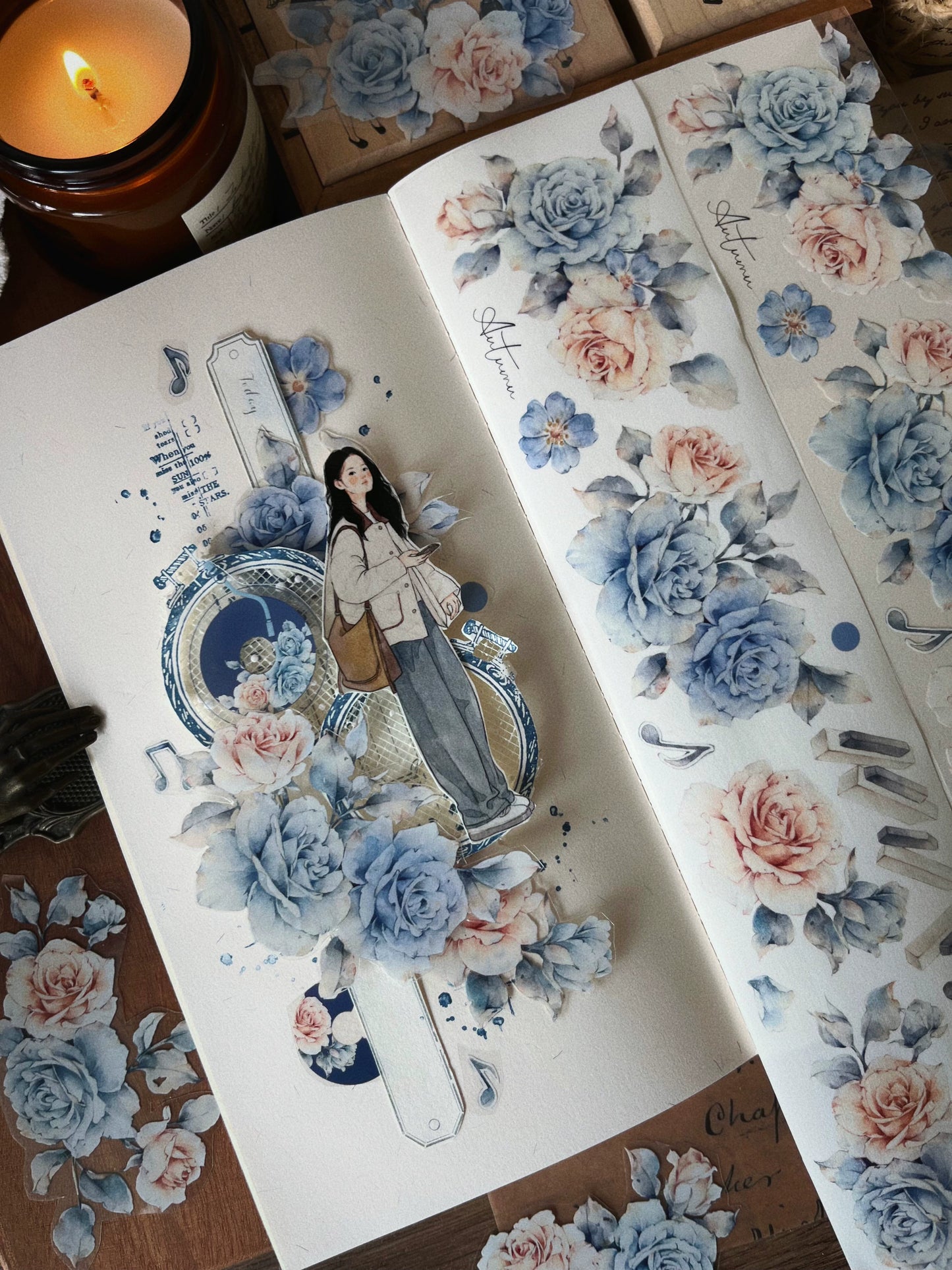 YiEr Vol12【Mo Lan】Washi/PET Tape,for Scrapbook Supplies,Scrapbook Tape Stickers,Junk Journal Supplies
