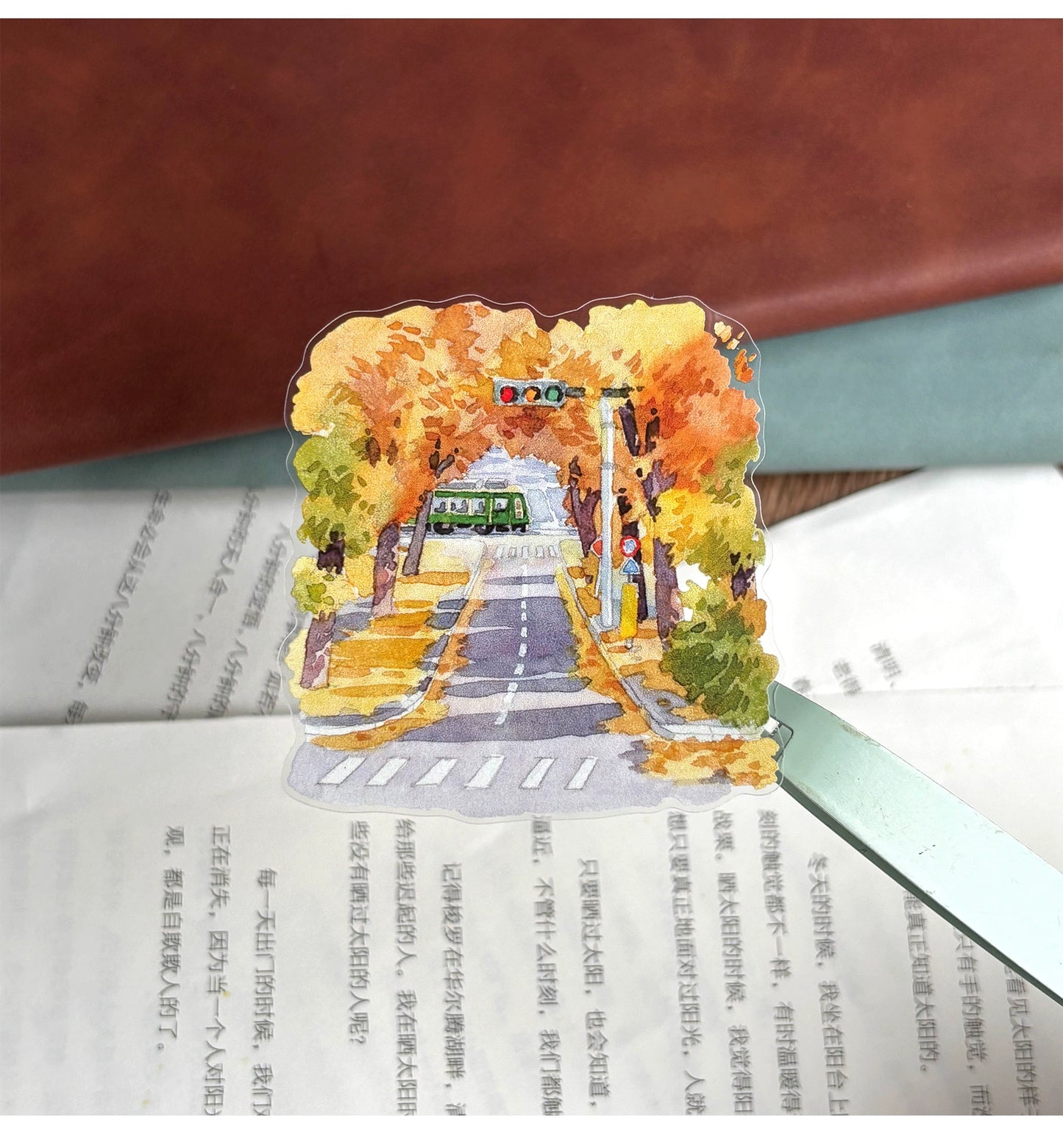 ZiYuanSu【Gradually Strengthening the Autumn Atmosphere】Background Scene Pre-cut Washi/PET Tape,for Scrapbook Supplies,Scrapbook Tape Stickers,Junk Journal Supplies