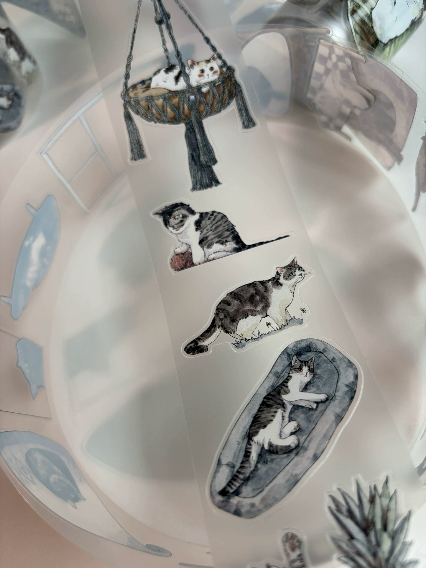Kaixiaoxun Vol9 【Cat's Nest】 Pre-Cut Long Loop Washi/Matte PET Tape for Scrapbook Supplies,Junk Journal Supplies