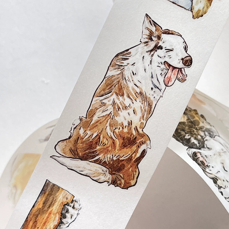 Seahorse Forest Vol5【A28#Wang~】Cute Dogs,Original Design Pre-Cut Washi/PET Tape Stickers,for Scrapbook Supplies,Junk Journal Supplies
