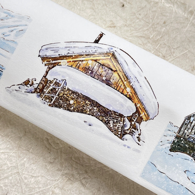 DingDing Vol8【27#Winter】Cute Cat&Rabbit&Fox and Snow Scene,Original Character Design Vintage Casualness Girl Washi/PET Tape Stickers, for Scrapbook Supplies,Scrapbook Tape Stickers,Junk Journal Supplies