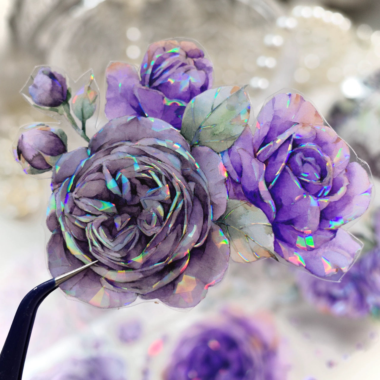 YiEr【MoYu】Orginal Design Washi/Pet Tape Light Retro Floral Stickers