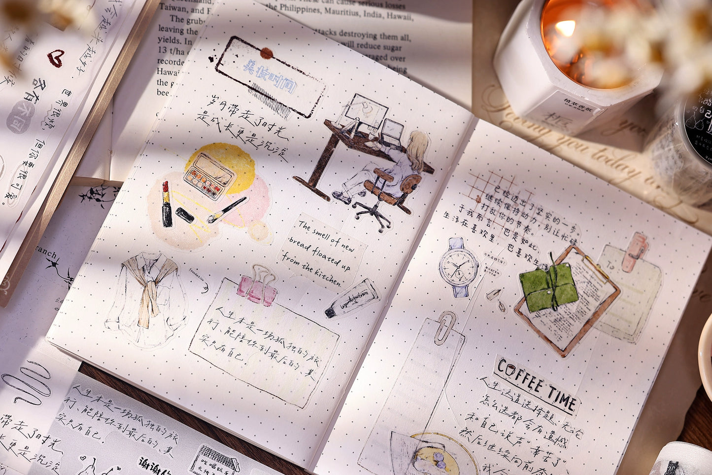 XiaoBaiJia Minimalist Style【Message】Light Retro Orginal Design Washi Pet Tape Landscape Stickers