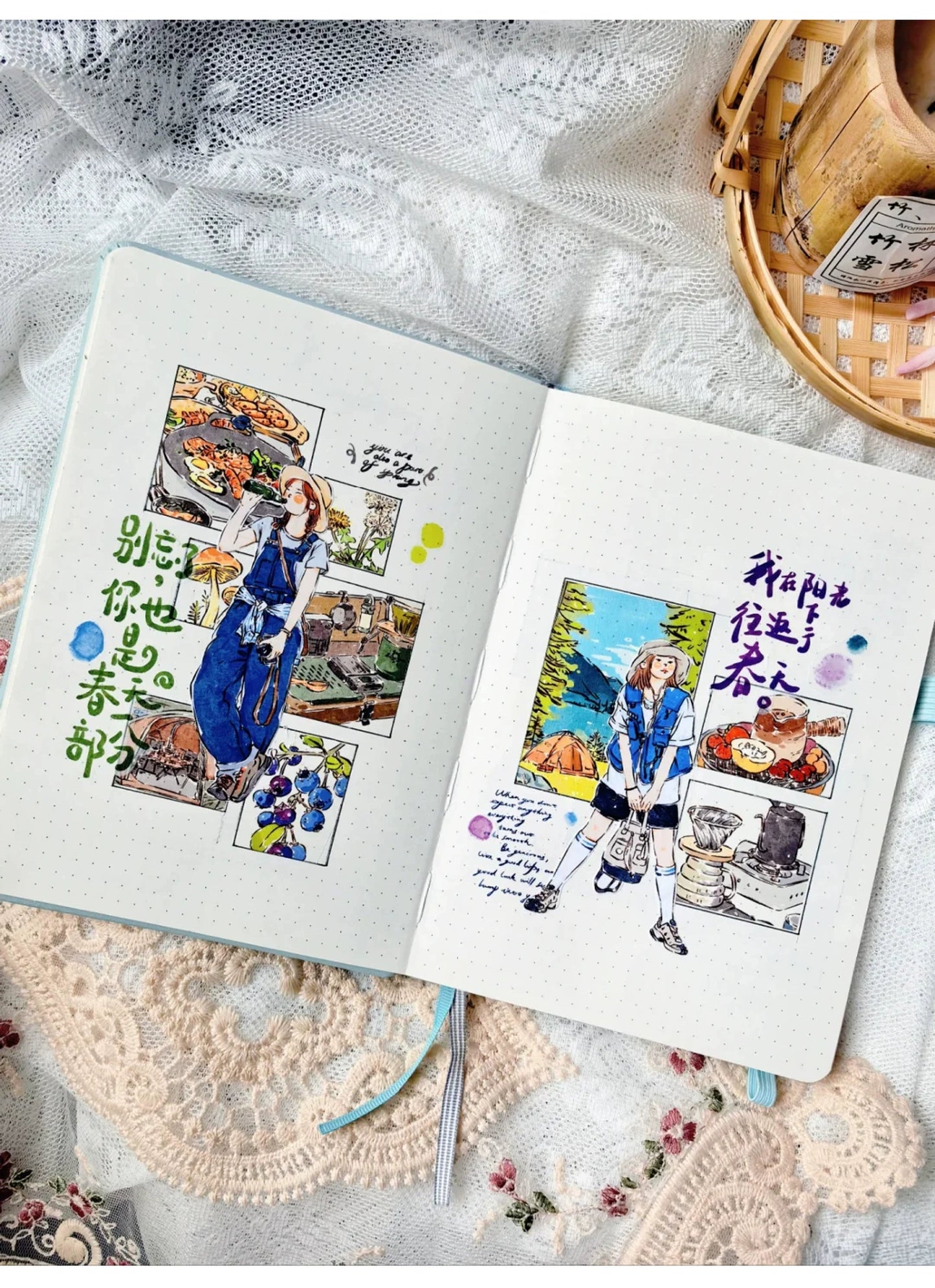 ZiYuanSu Vol12【Go to Mountains and Wilderness】Pre-Cut Original Design Character Washi/PET Tape Stickers, for Scrapbook Supplies,Scrapbook Tape Stickers,Junk Journal Supplies, Journaling Stickers,Bullet Journals
