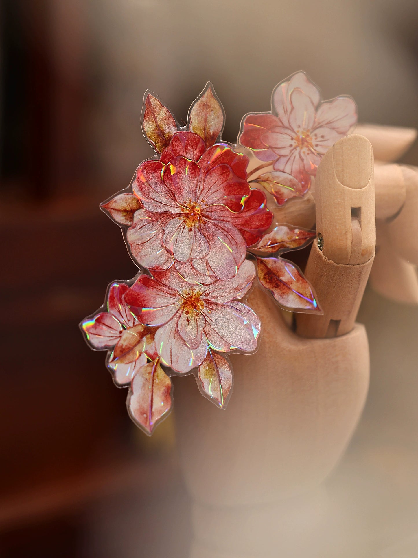 XiaoBaiJia【Red Longing Follower】Light Retro Red Flower Orginal Design Washi Pet Floral Tape Landscaping Stickers