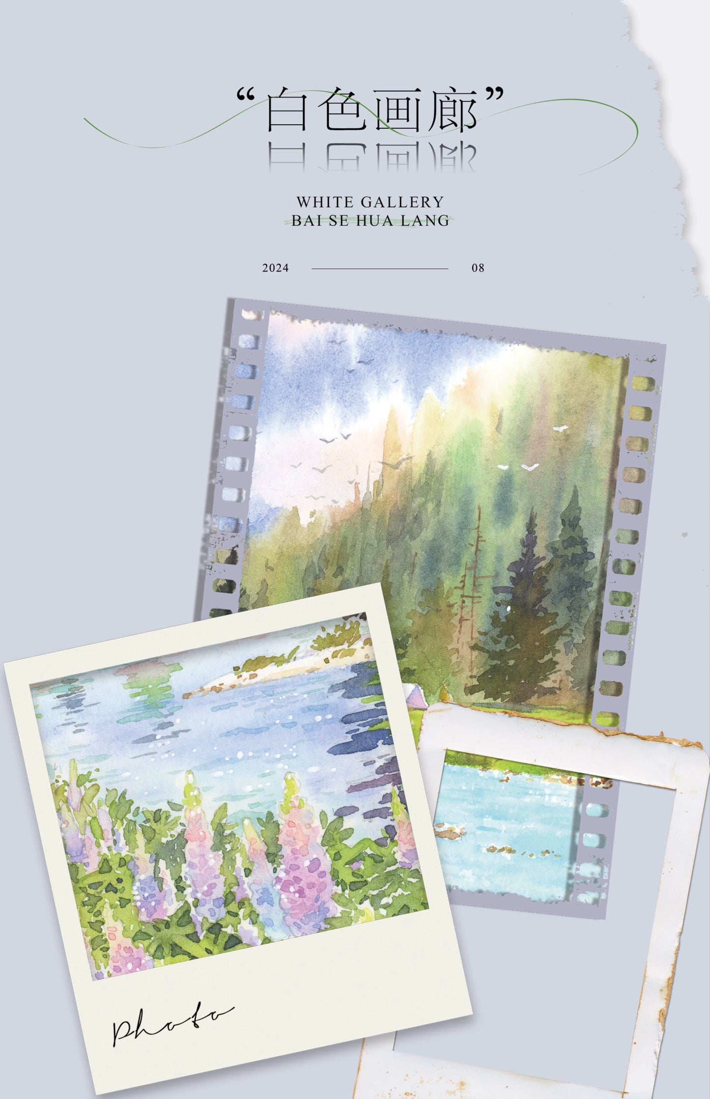 Moodtape【Traveler's Diary&White Gallery】Landscape Frame Original Design Washi/Pet Tape Stickers,for Scrapbook Supplies,Scrapbook Tape Stickers,Junk Journal Supplies