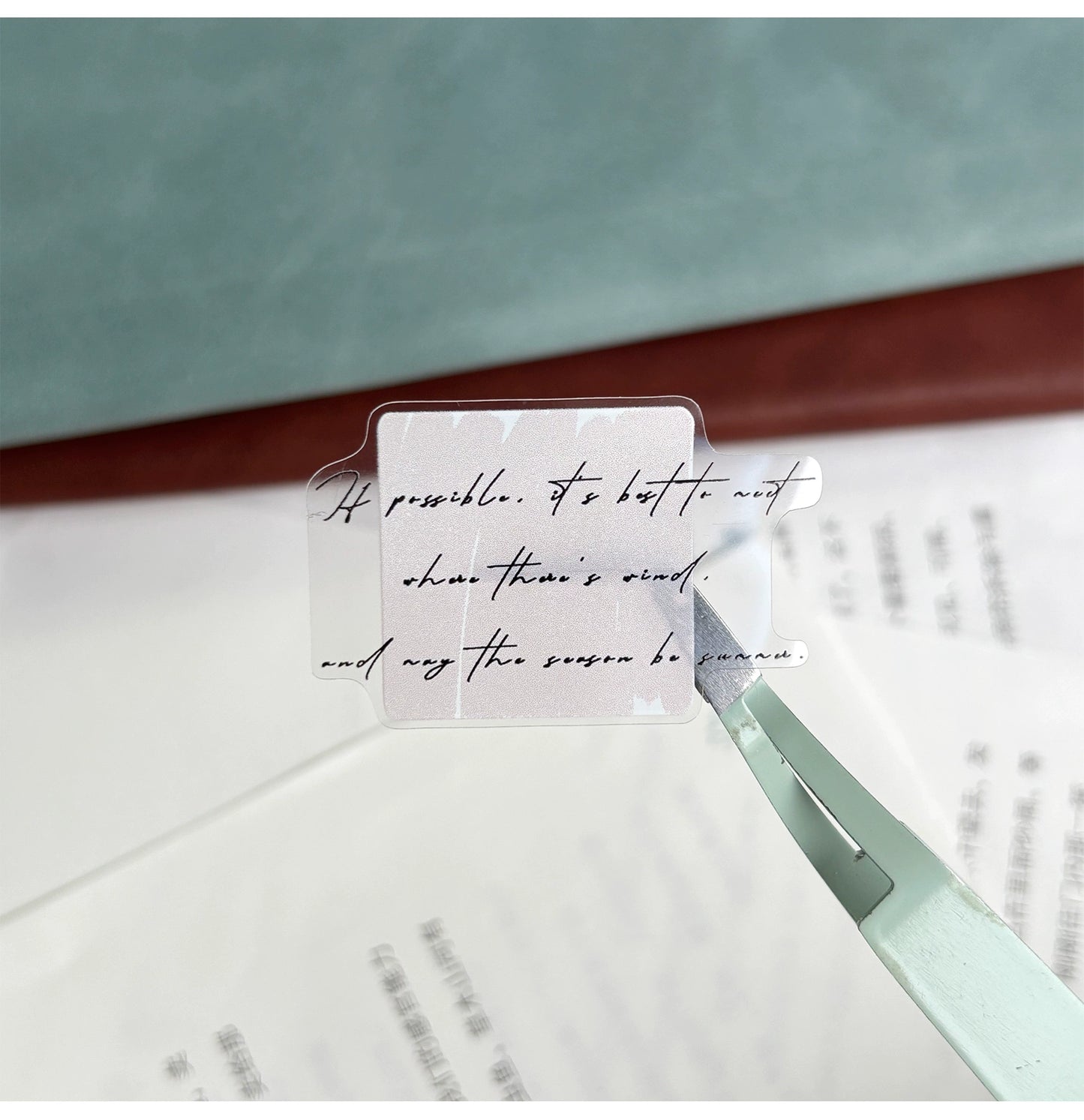 ZiYuanSu【Light Blue and Little Time】Background Text Pre-cut Washi/PET Tape,for Scrapbook Supplies,Scrapbook Tape Stickers,Junk Journal Supplies