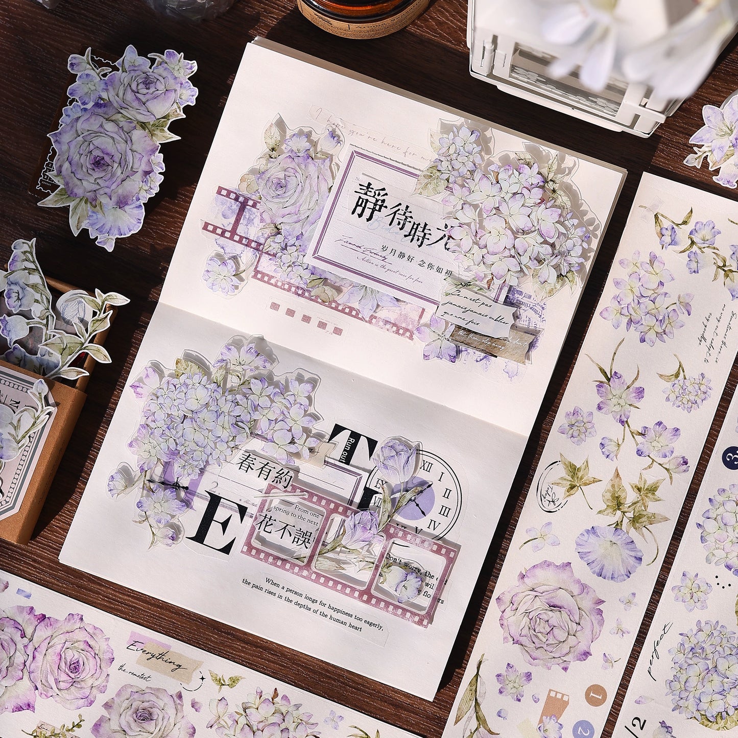 XiaoBaiJia【Fantasy Purple/Ink Dyeing】Light Retro Orginal Design Washi Pet Tape Landscaping Stickers