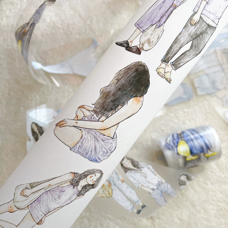 Seahorse Forest Vol6【A37#Leisurely】Original Design Pre-Cut Washi/PET Tape Stickers,for Scrapbook Supplies,Junk Journal Supplies
