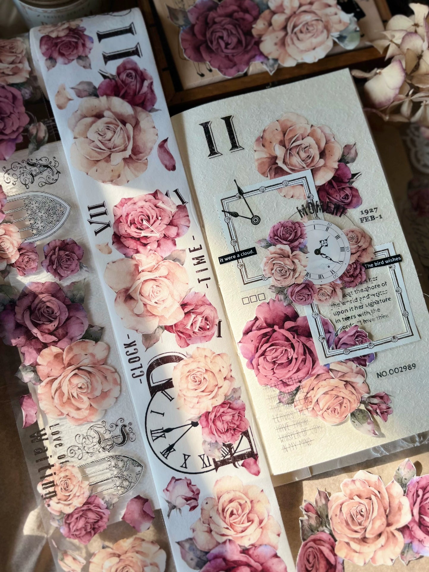 YiEr【Vintage Rose】Orginal Design Washi/Pet Tape Light Retro Floral Stickers