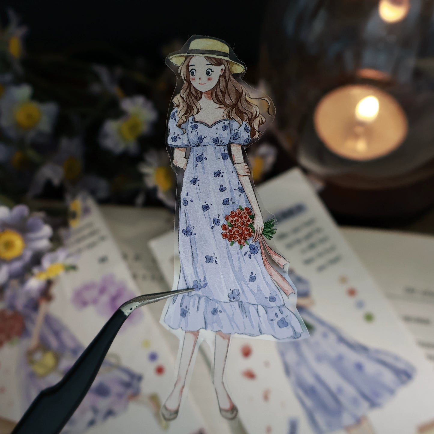 YiEr Vol13【Girls of Summer】Orginal Design Character Washi/Pet Tape Light Retro Stickers