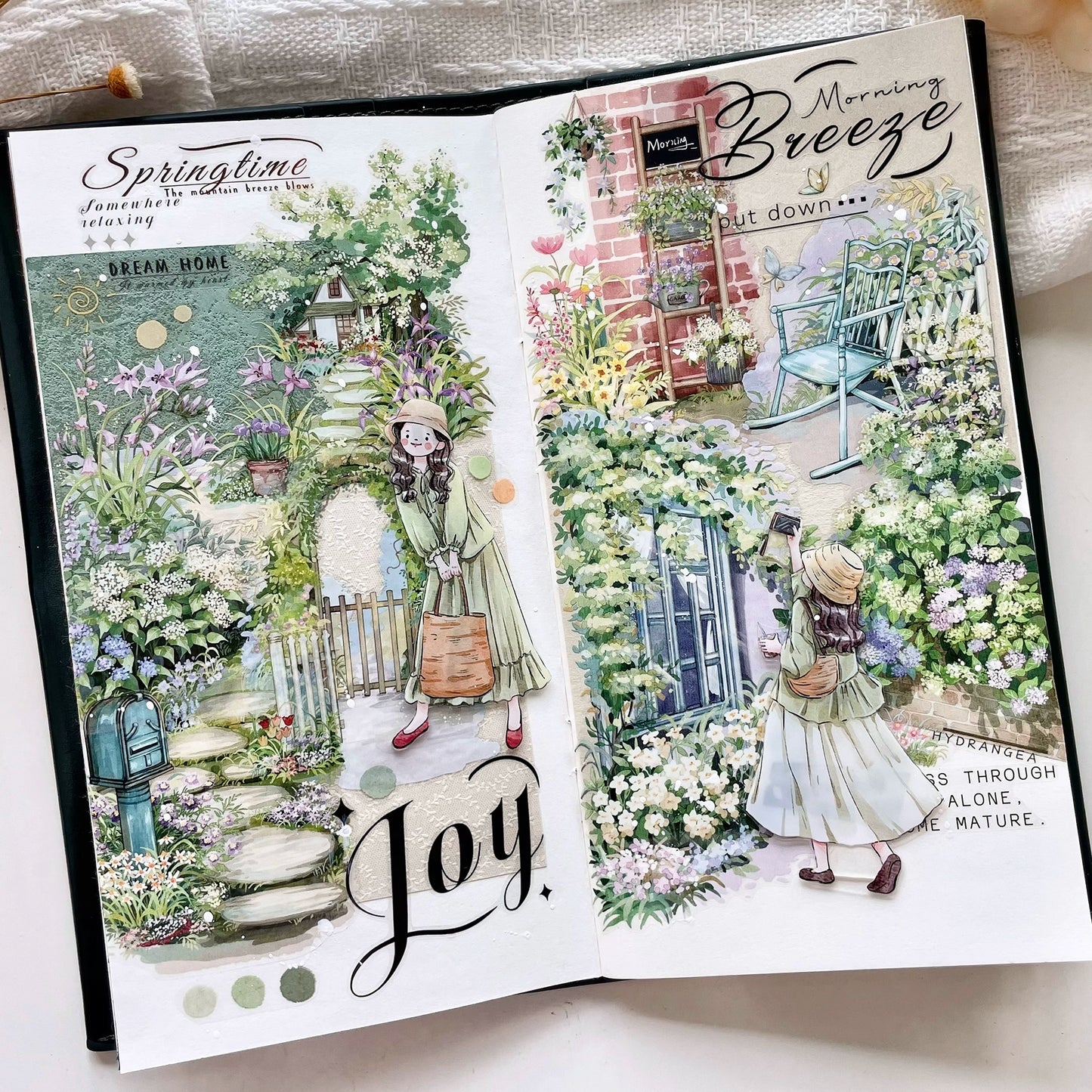 ZiYuanSu【Spring's Colors Fill Garden】Scene/Landscape Pre-cut Washi/PET Tape,for Scrapbook Supplies,Scrapbook Tape Stickers,Junk Journal Supplies