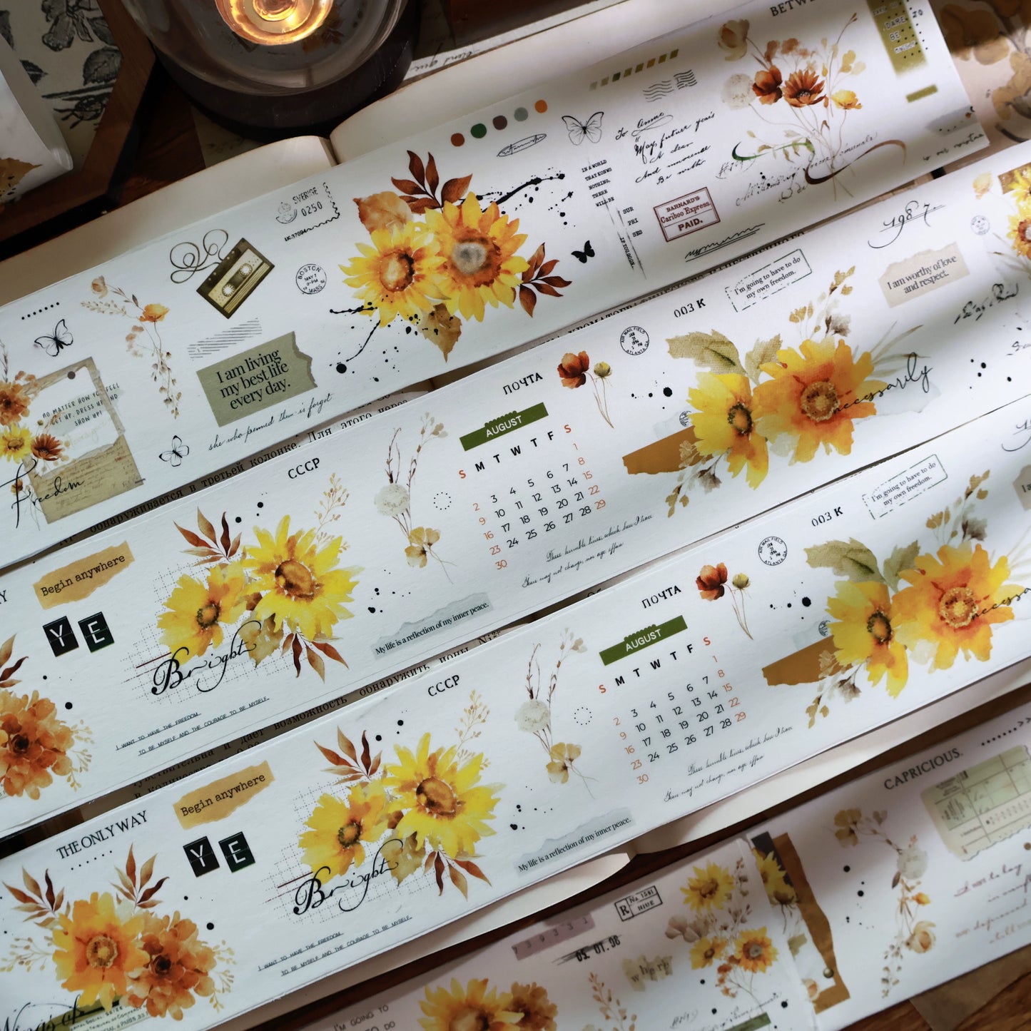 YiEr Vol13【Sunflower】Orginal Design Washi/Pet Floral Tape Light Retro Landscaping Stickers