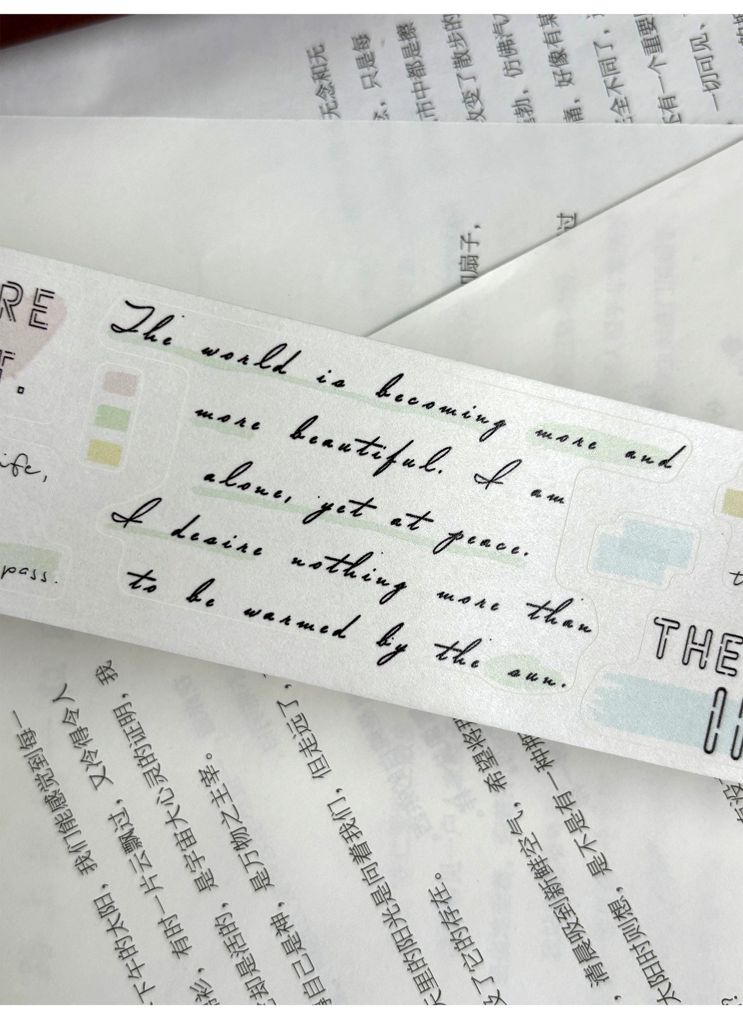 ZiYuanSu【Light Blue and Little Time】Background Text Pre-cut Washi/PET Tape,for Scrapbook Supplies,Scrapbook Tape Stickers,Junk Journal Supplies