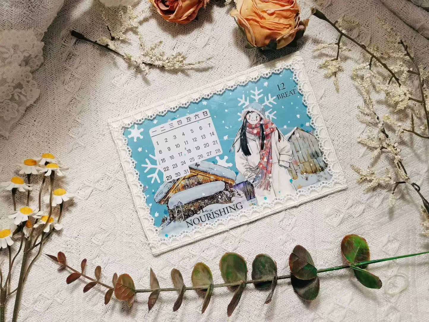 Kaixiaoxun Vol8 【It's Snowing】 Pre-Cut Washi/Matte PET Tape for Scrapbook Supplies,Junk Journal Supplies