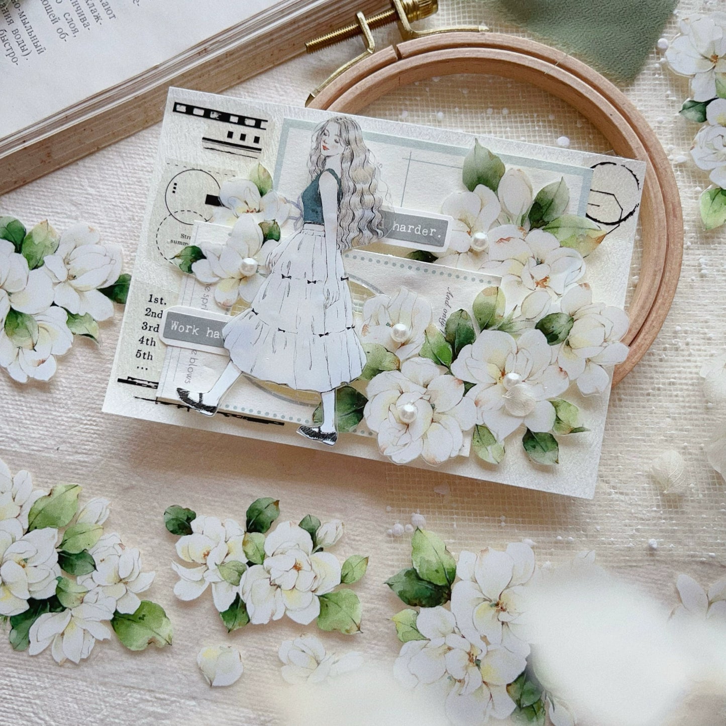 YiEr Vol11【Jasmine Flower】Floral Washi Tape and PET Stickers
