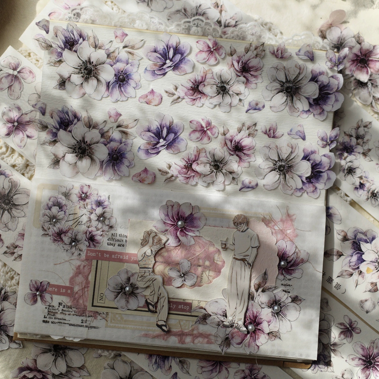 YiEr Vol7【Anemone】Orginal Design Washi/Pet Tape Light Retro Stickers