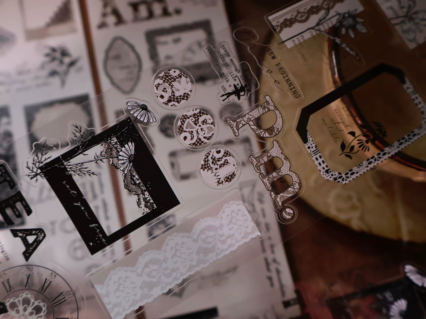 YiEr Vol14【Lace Night Language】Pre-cut Lace Backgroud Washi PET Tape