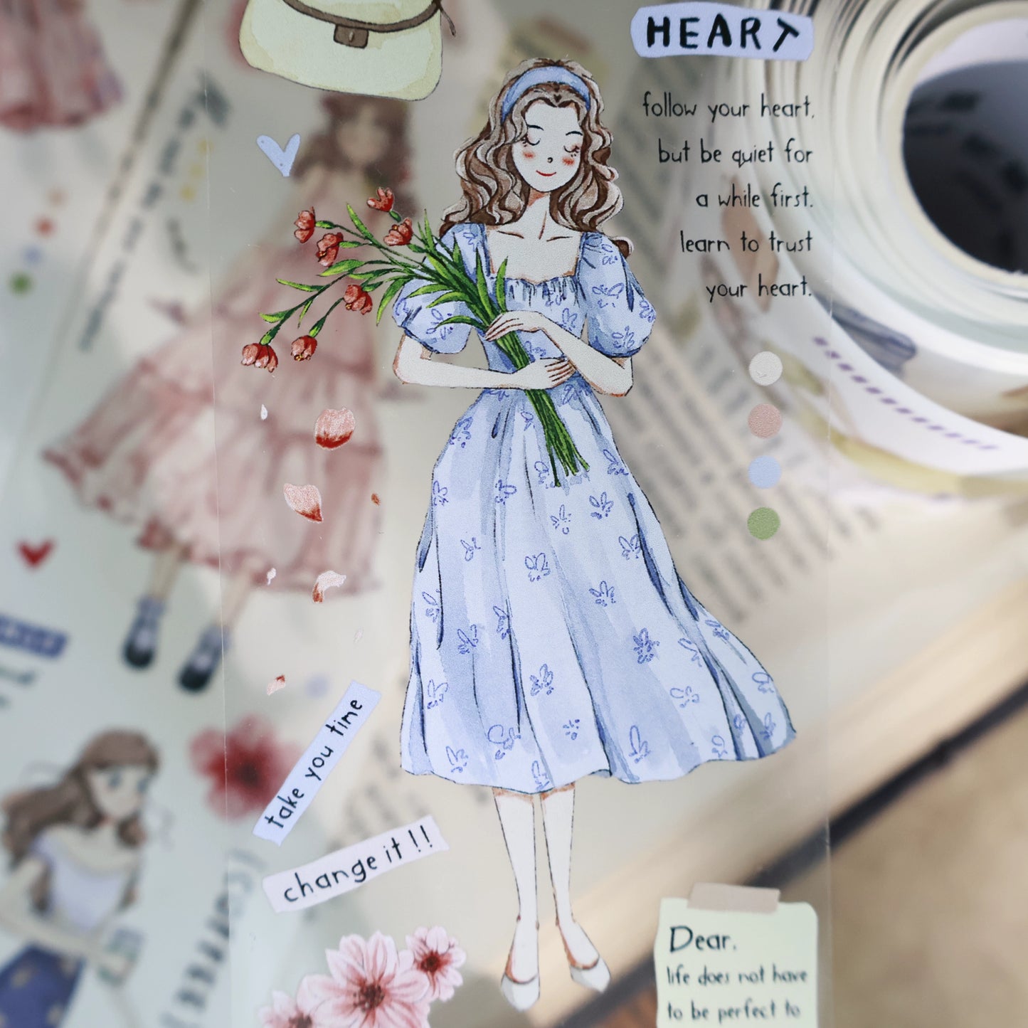 YiEr Vol13【Girls of Summer】Orginal Design Character Washi/Pet Tape Light Retro Stickers