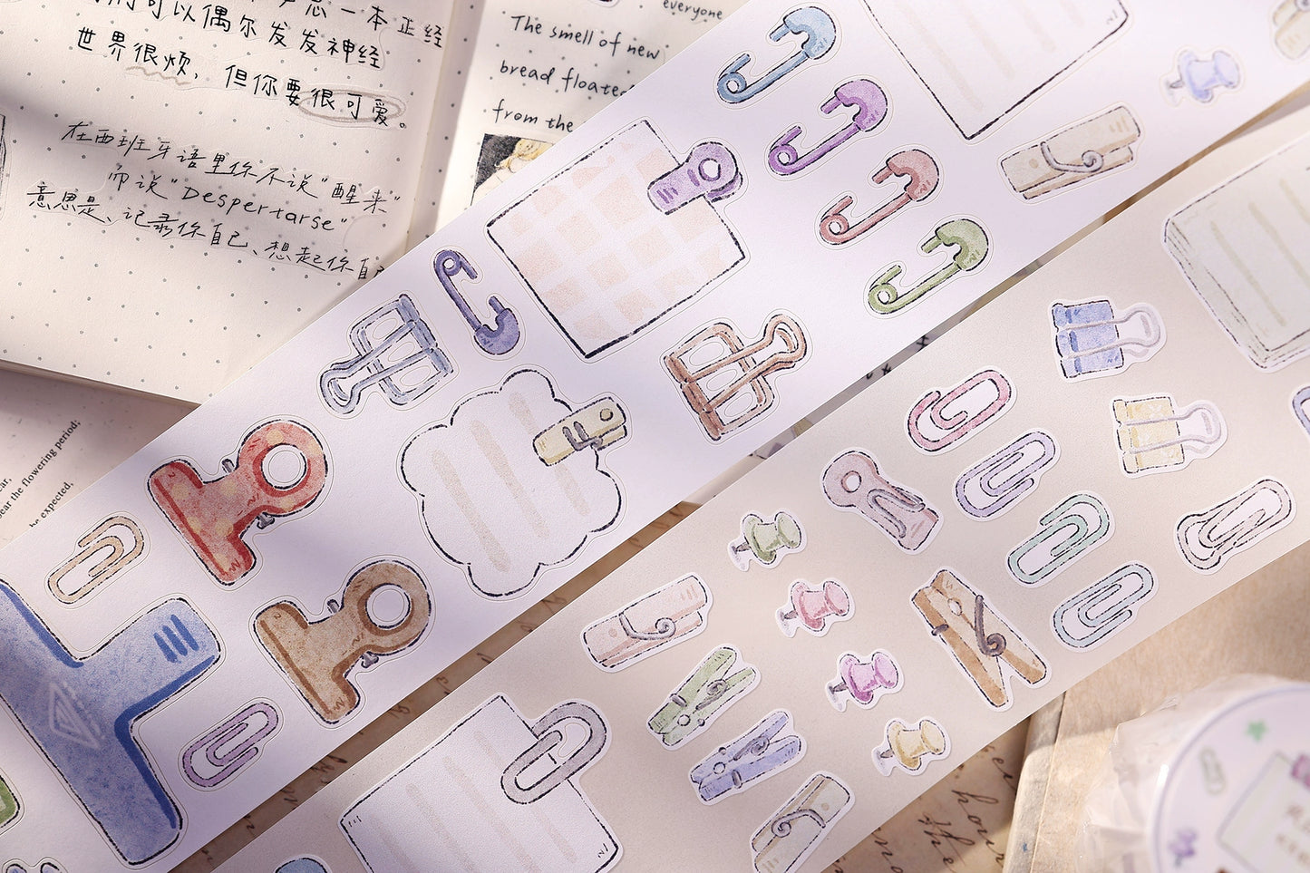 XiaoBaiJia Minimalist Style【Pinch Something】Clips Orginal Design Washi Pet Tape Landscape Stickers