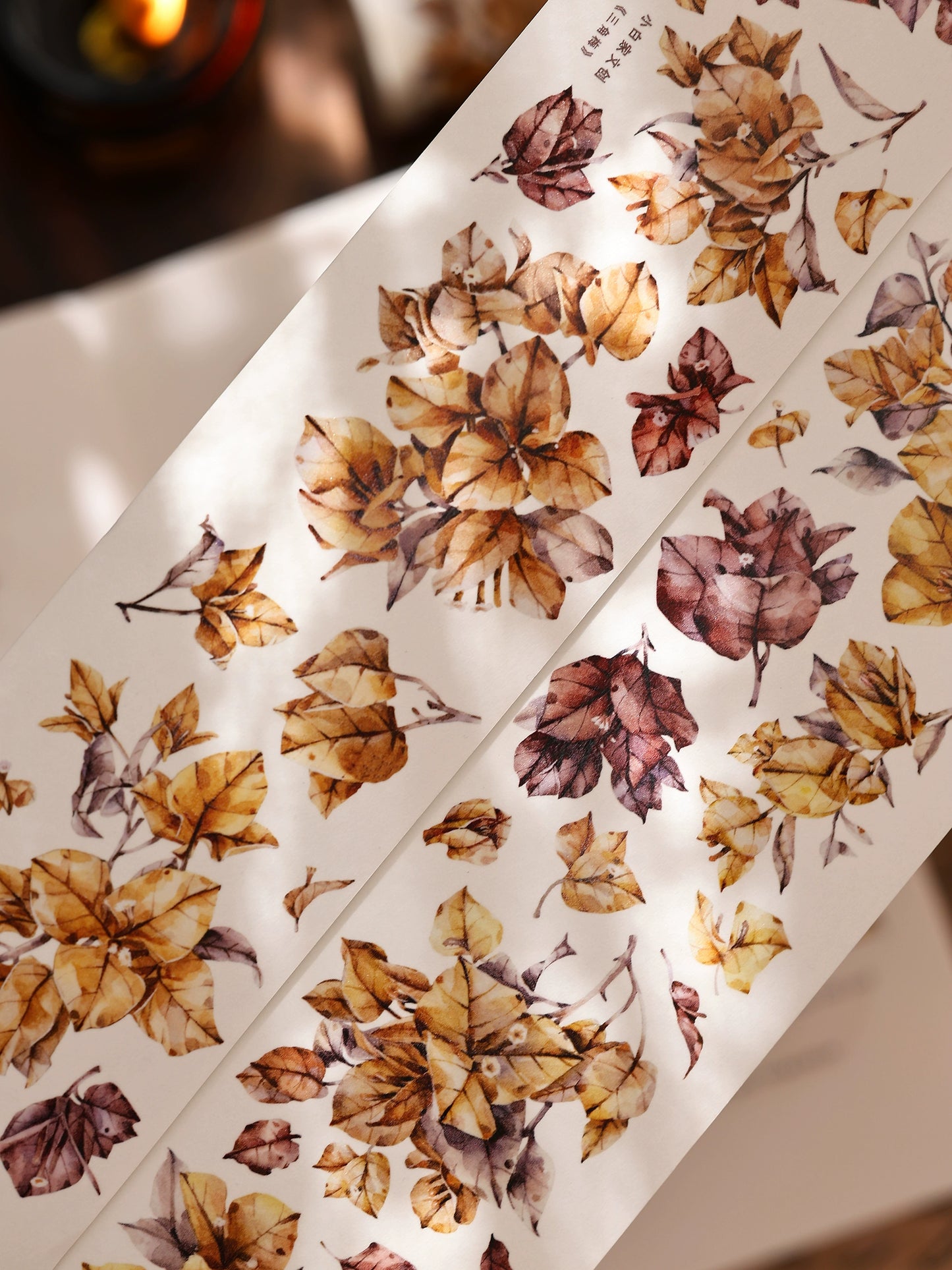 XiaoBaiJia【Bougainvillea Follower】Light Retro Tea Brown Flower Orginal Design Washi Pet Floral Tape Landscaping Stickers
