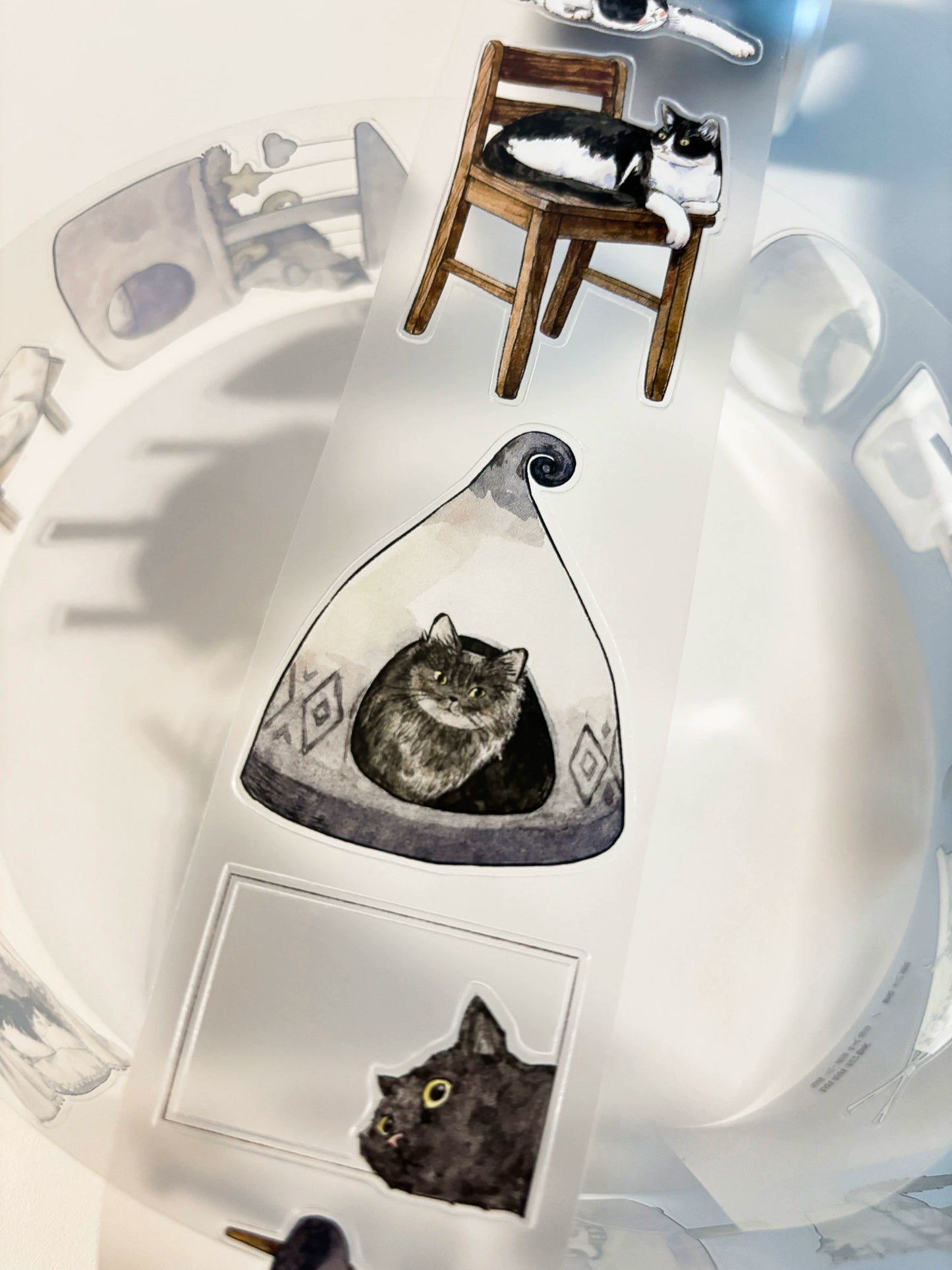 Kaixiaoxun Vol9 【Cat's Nest】 Pre-Cut Long Loop Washi/Matte PET Tape for Scrapbook Supplies,Junk Journal Supplies