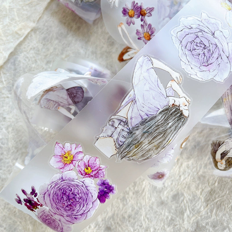 Seahorse Forest Vol6【A39#Twilight Purple】Original Design Pre-Cut Washi/PET Tape Stickers,for Scrapbook Supplies,Junk Journal Supplies