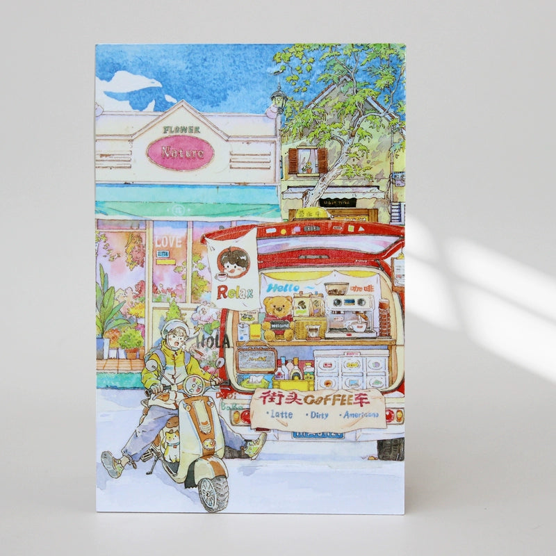 Moodtape【Street Corner Time】Street View Landscap Original Design Washi/Pet Tape Stickers,for Scrapbook Supplies,Scrapbook Tape Stickers,Junk Journal Supplies