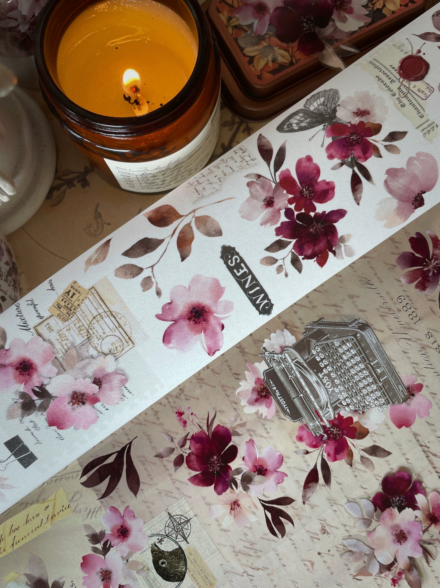 YiEr Vol12【Flower Rhyme Flowing Years】Washi/PET Tape,for Scrapbook Supplies,Scrapbook Tape Stickers,Junk Journal Supplies