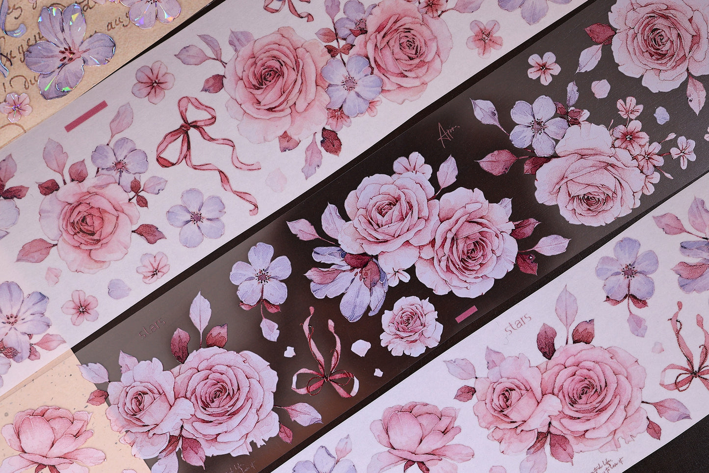 XiaoBaiJia【Clear Sky/Morning Mist】Light Retro Mint Green Flower Orginal Design Washi Pet Floral Tape Landscaping Stickers