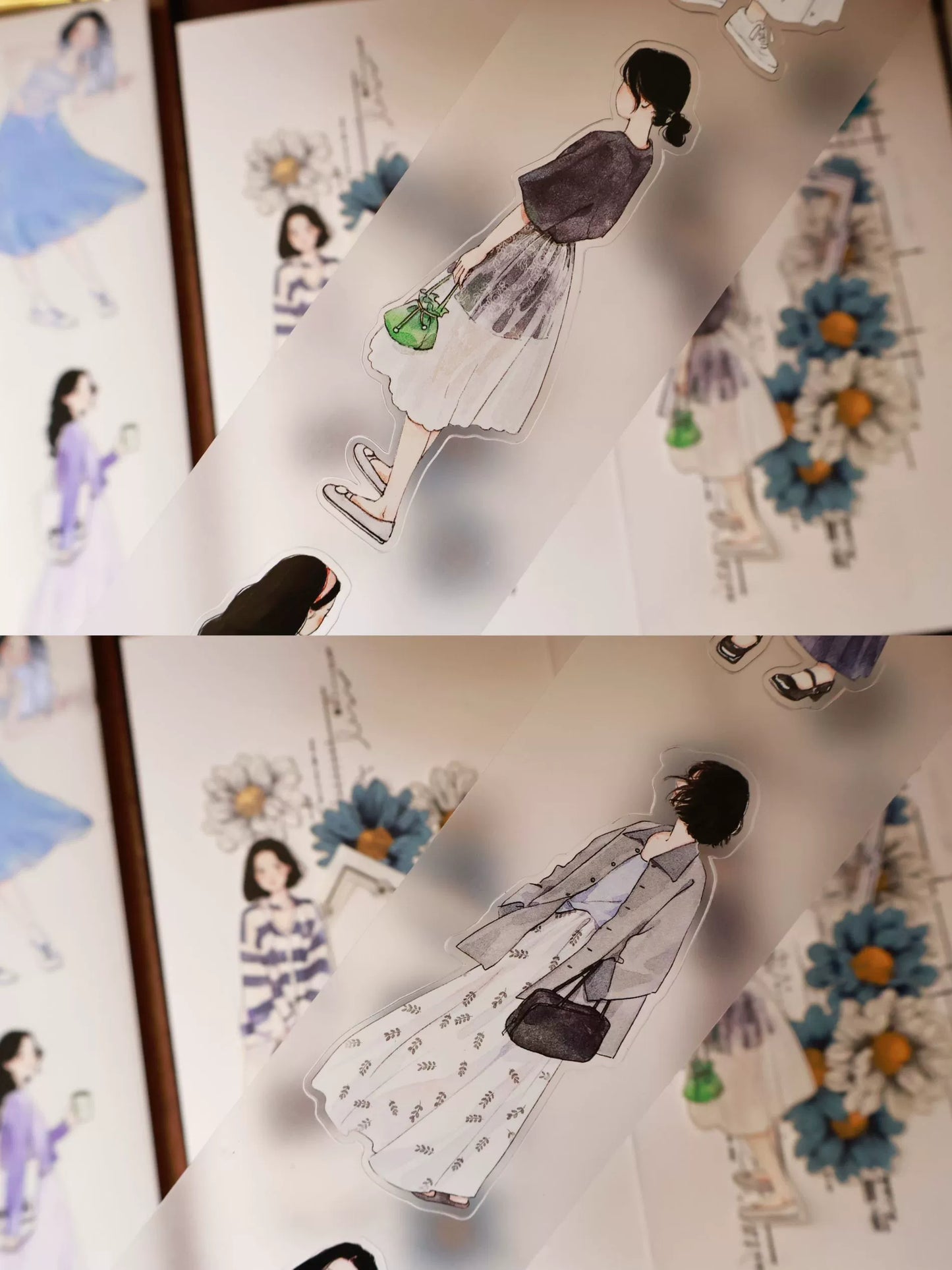 YiEr Vol14 【Yuanqi Sweet Sister】Pre-cut Light Retro Sweet Girl Character Orginal Design Washi Pet Tape Stickers