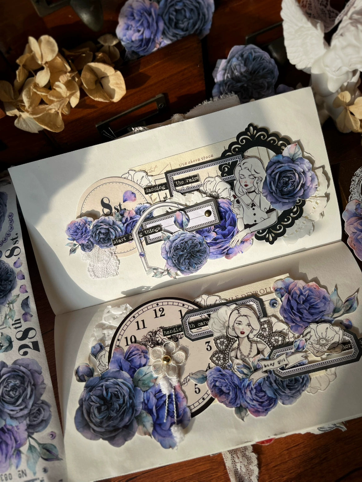YiEr【MoYu】Orginal Design Washi/Pet Tape Light Retro Floral Stickers