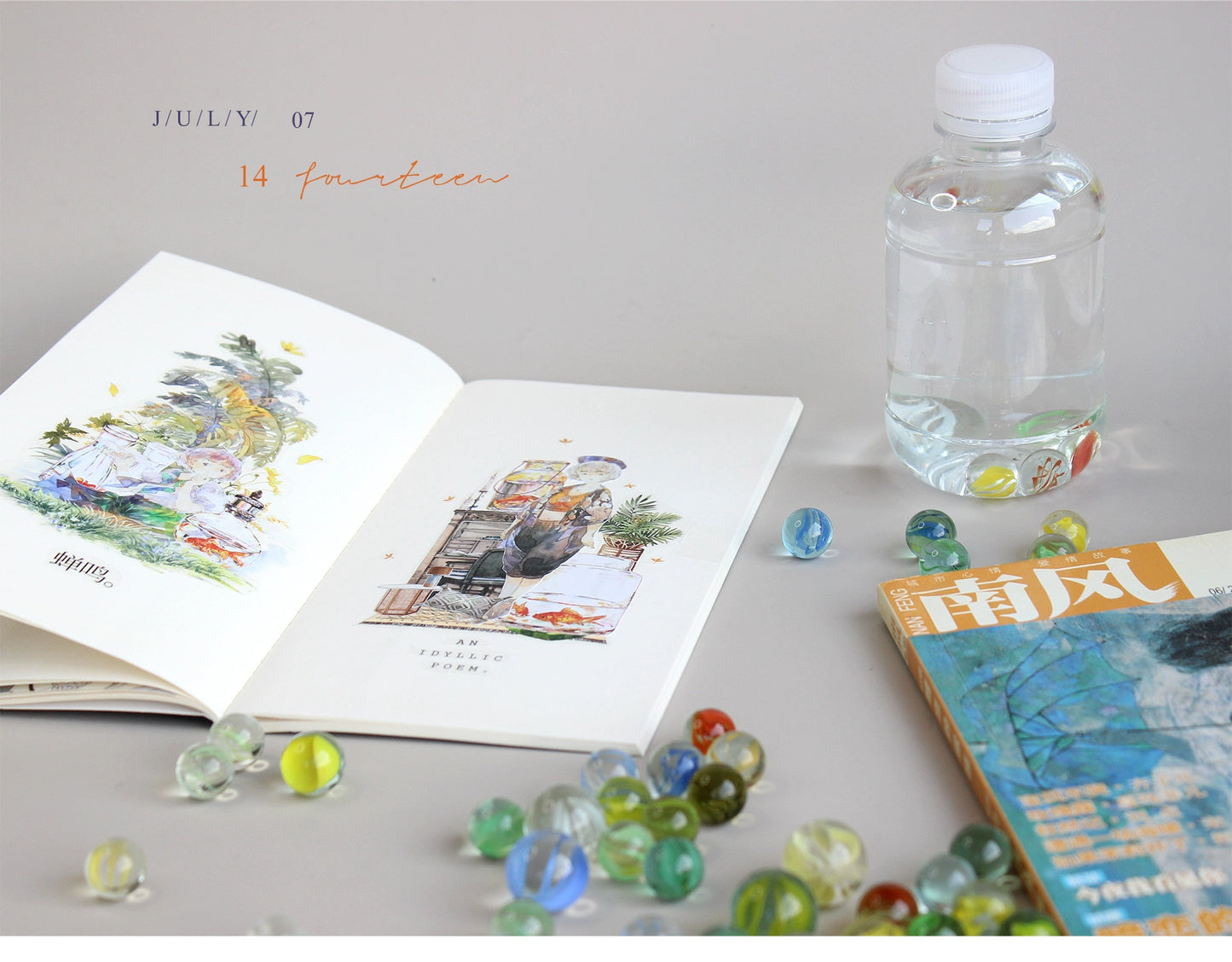 Moodtape【South Wind&Summer Cruising】Original Animal Characters Landscap Original Design Washi/Pet Tape Stickers,for Scrapbook Supplies,Scrapbook Tape Stickers,Junk Journal Supplies