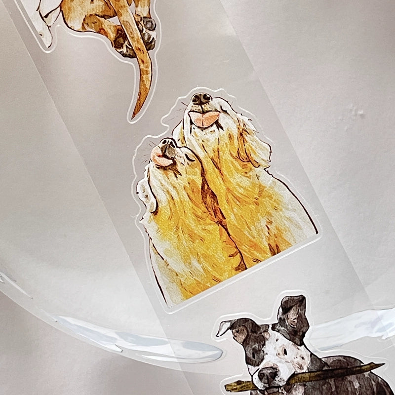 Seahorse Forest Vol5【A28#Wang~】Cute Dogs,Original Design Pre-Cut Washi/PET Tape Stickers,for Scrapbook Supplies,Junk Journal Supplies
