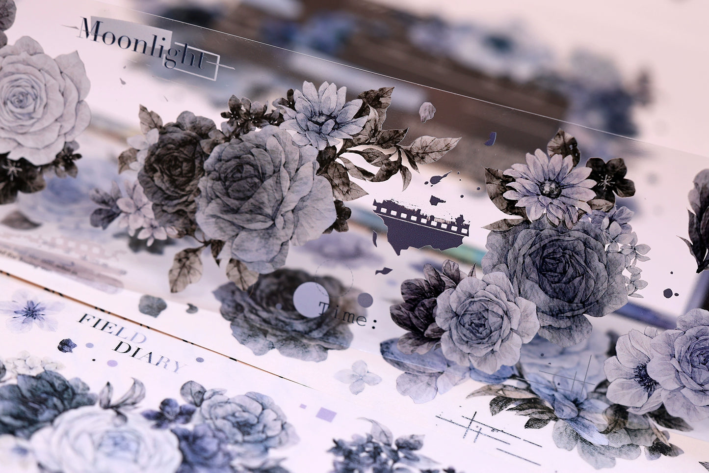 XiaoBaiJia【LanYan / Caramel Latte】Light Retro Flower Orginal Design Washi Pet Floral Tape Landscaping Stickers