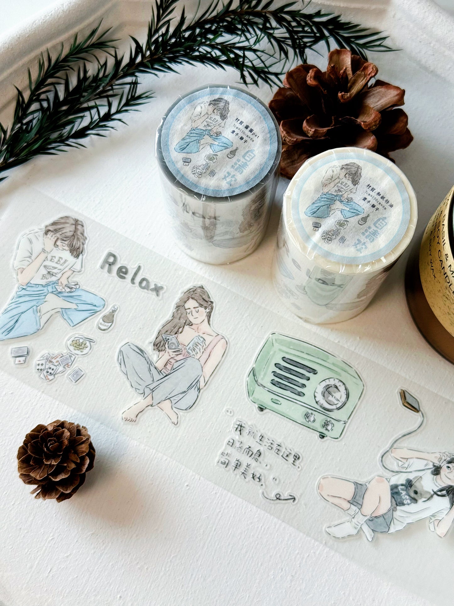 XiYue【Zi QingHuan】Original Character Design Washi/PET Tape Stickers,for Scrapbook Supplies,Journaling,Junk Journal,Bullet Journal,Planner Stickers