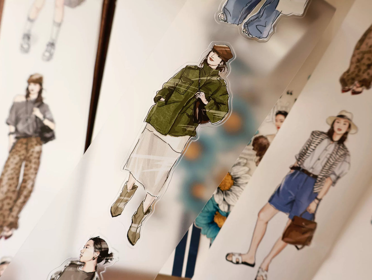 YiEr Vol14 【Commuting Diary】Pre-cut Light Retro Urban Girl Character Orginal Design Washi Pet Tape Stickers
