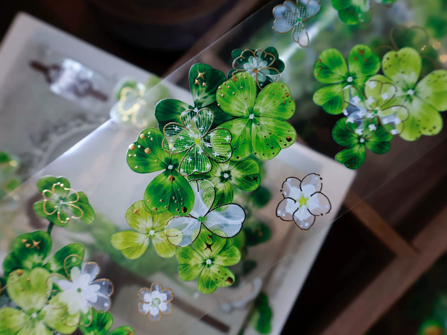 YiEr Vol14【Summer in the Forest Isle】Four Leaf Clover Floral Washi Tape and PET Stickers