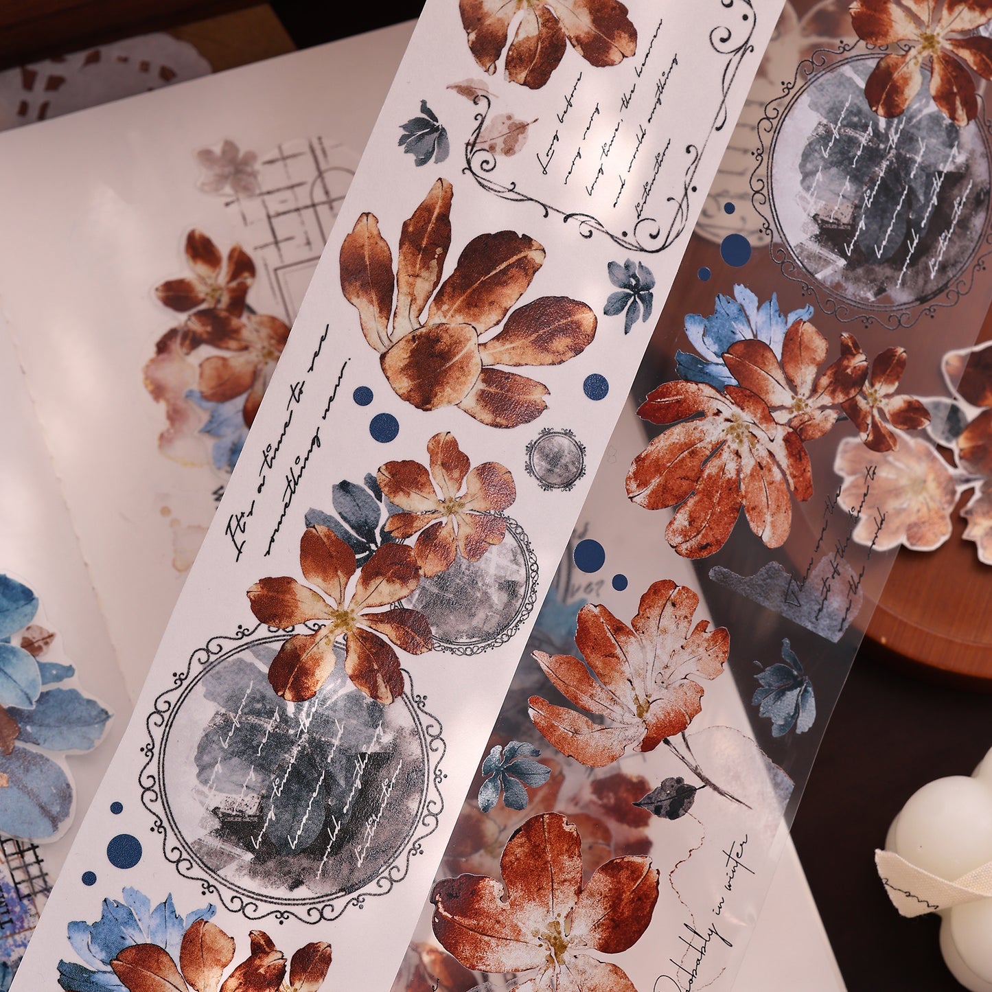 XiaoBaiJia【Painting Language】Orginal Design Washi/Pet Floral Tape Light Retro Landscaping Stickers