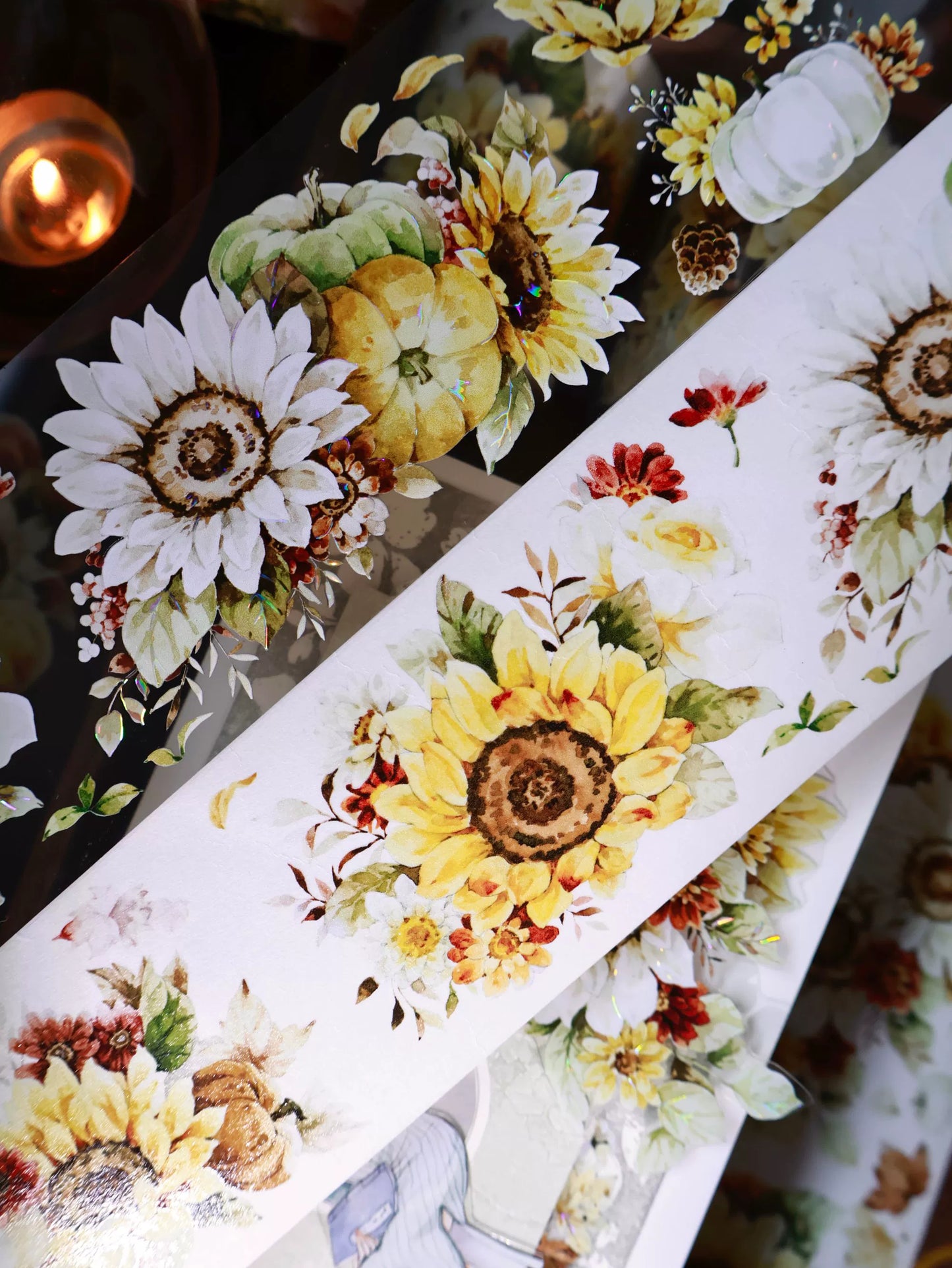 YiEr Vol14【Fields of Gold】Sunflower Floral Washi Tape and PET Stickers