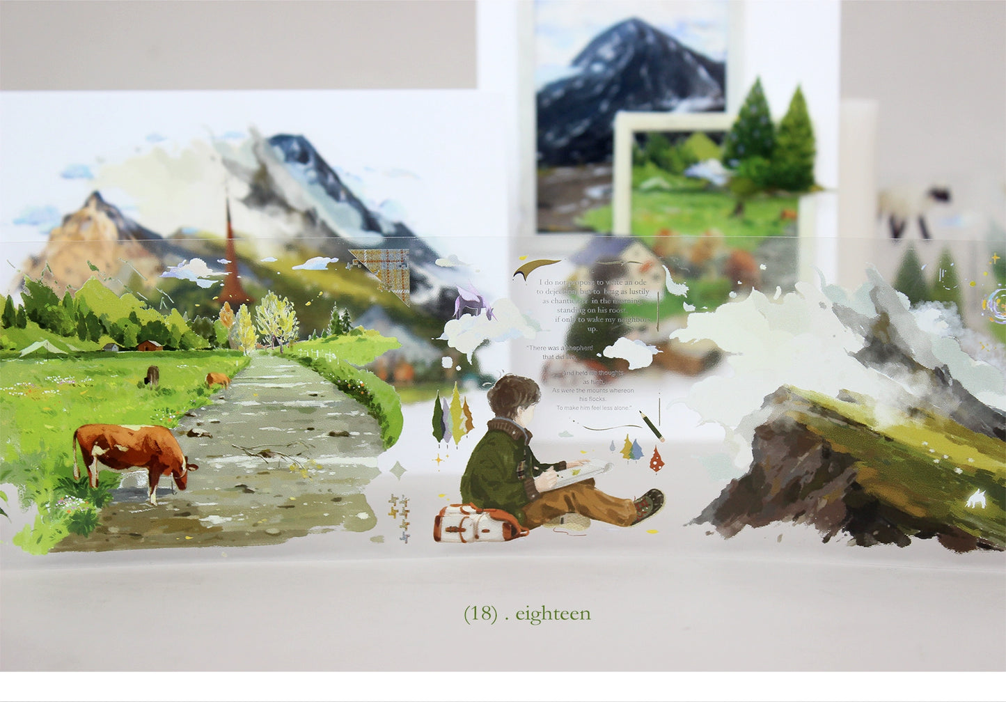 Moodtape【Wind in the Mountains and Wilderness】Forest Landscap Original Design Washi/Pet Tape Stickers,for Scrapbook Supplies,Scrapbook Tape Stickers,Junk Journal Supplies