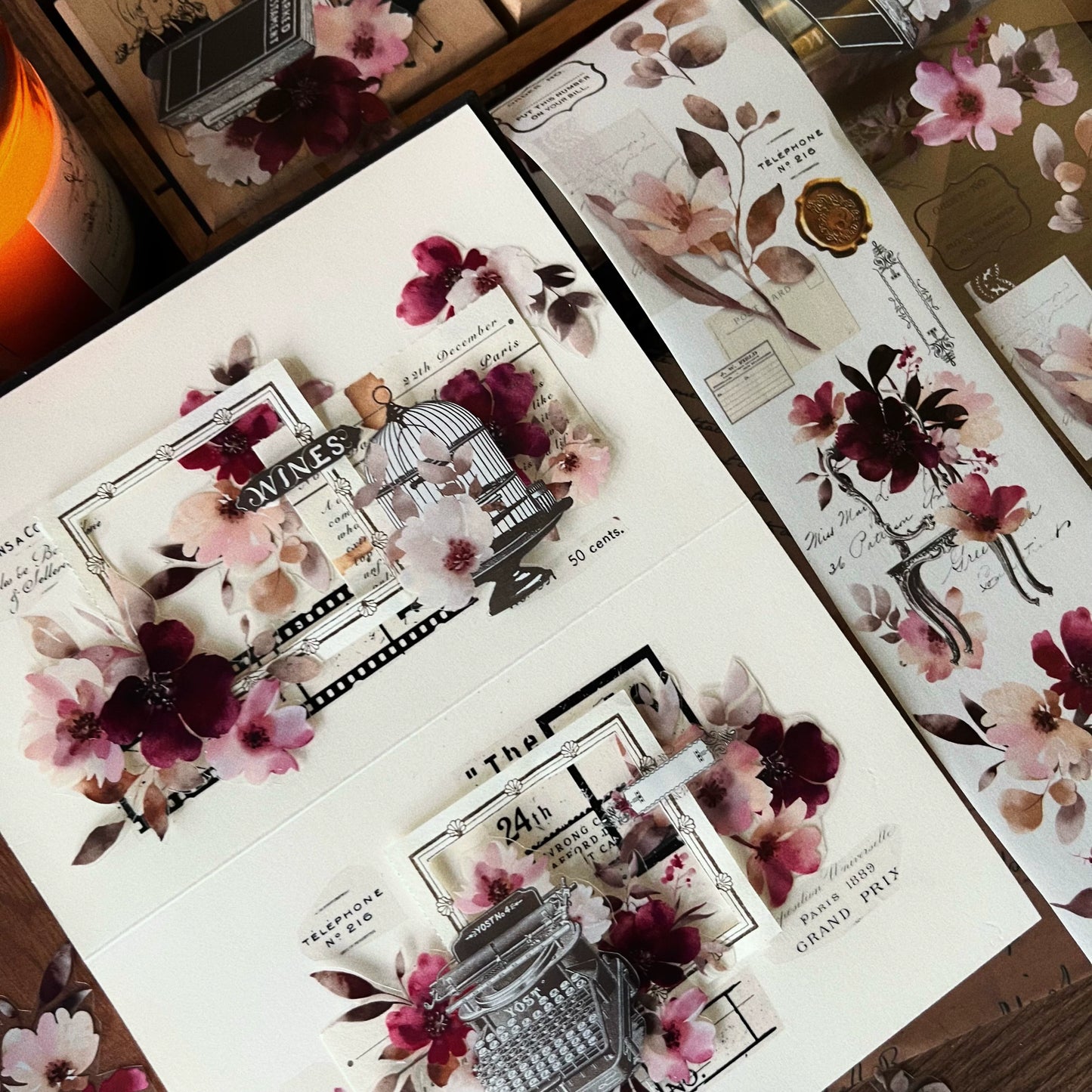 YiEr Vol12【Flower Rhyme Flowing Years】Washi/PET Tape,for Scrapbook Supplies,Scrapbook Tape Stickers,Junk Journal Supplies