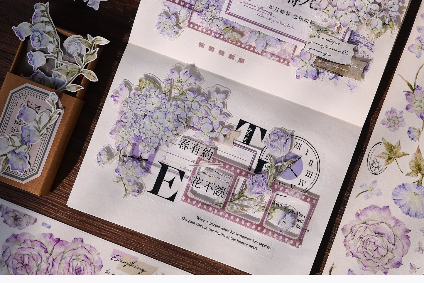 XiaoBaiJia【Fantasy Purple/Ink Dyeing】Light Retro Orginal Design Washi Pet Tape Landscaping Stickers